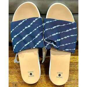 Shade & Shore Women's Kassidy Platform Slide Sandals Navy Open-Toe SZ 10 - NWT